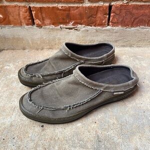 Skechers Mens 10 Slip On Distressed Canvas Mules